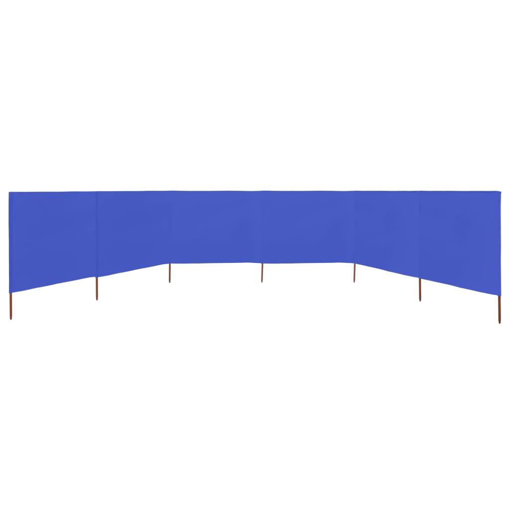 6dílná zástěna proti větru látková 800 x 80 cm azurově modrá