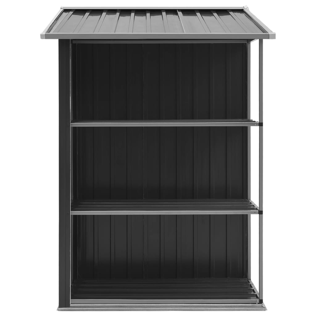 Zahradní domek s regálem antracitový 205 x 130 x 183 cm železo