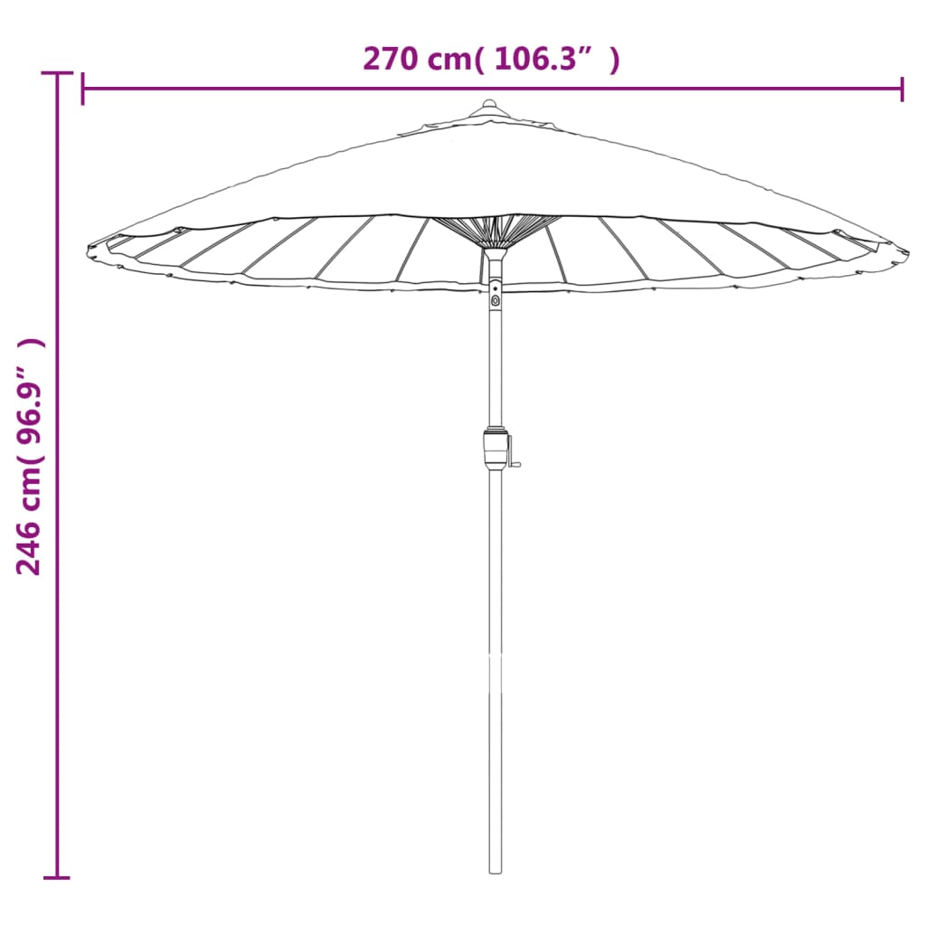 Zahradní slunečník s hliníkovou tyčí 270 cm antracitový