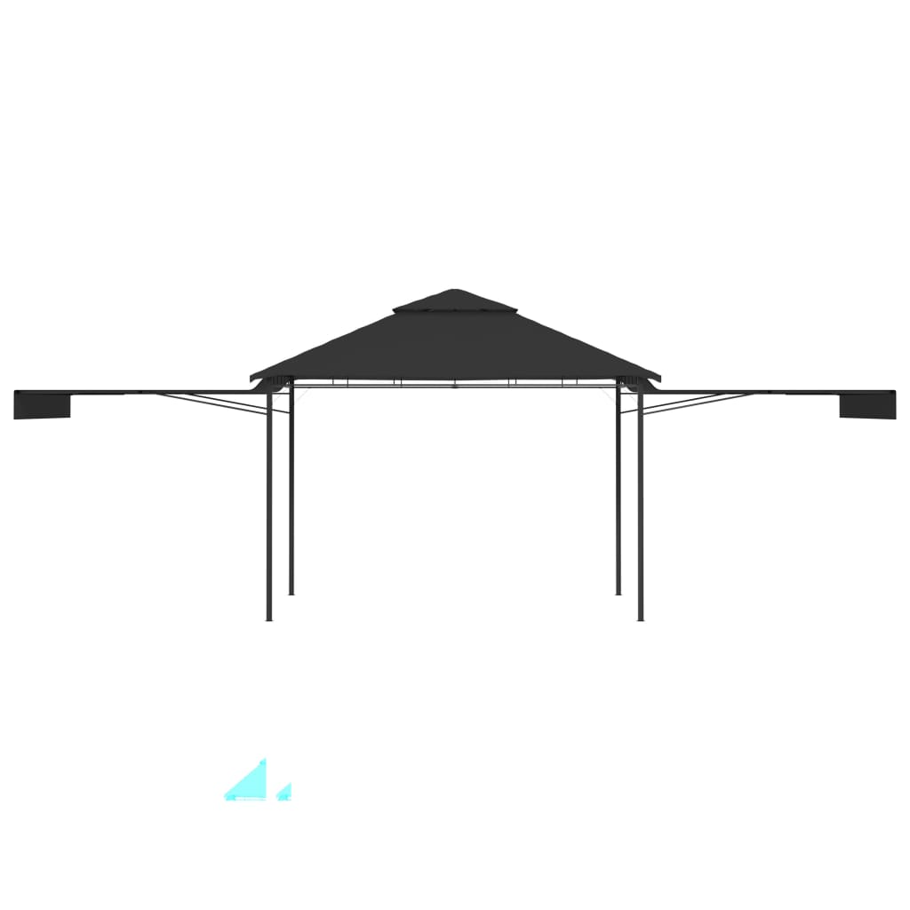 Altán se dvěma extra stříškami 3x3x2,75 m antracitový 180 g/m²