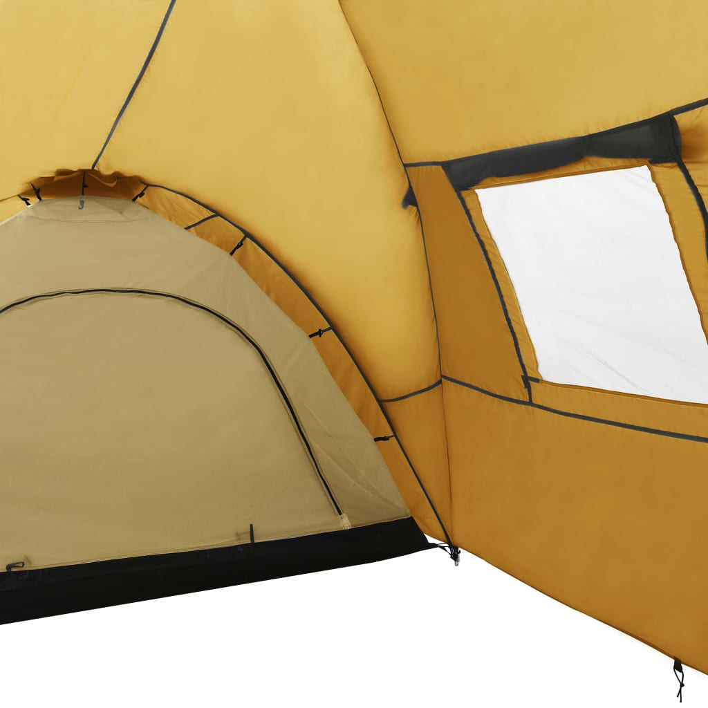 Kempingový stan iglů 650 x 240 x 190 cm pro 8 osob žlutý