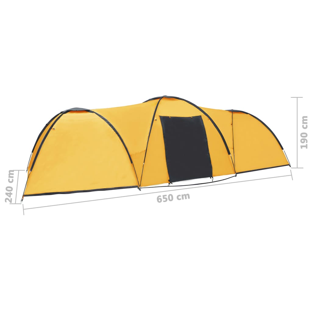 Kempingový stan iglů 650 x 240 x 190 cm pro 8 osob žlutý