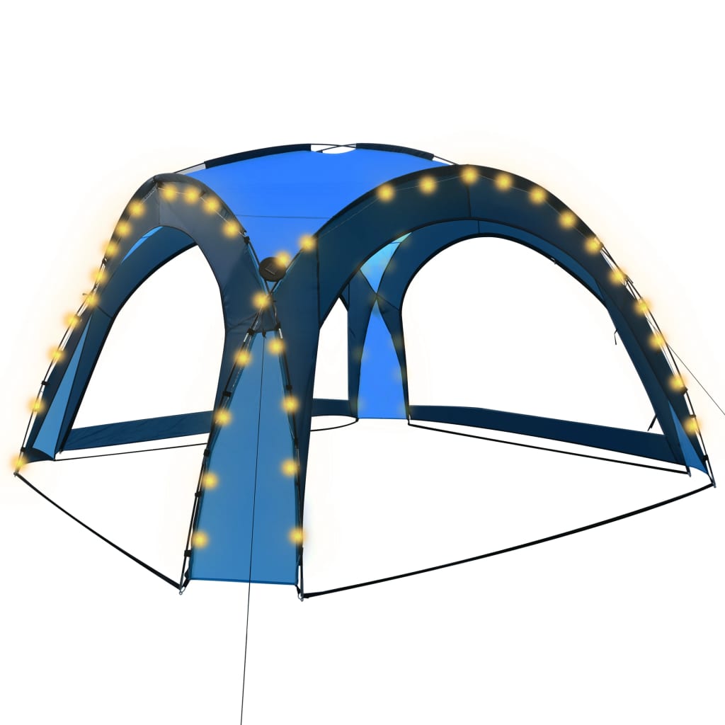 Party stan s LED světly 4 boční stěny 3,6 x 3,6 x 2,3 m modrý