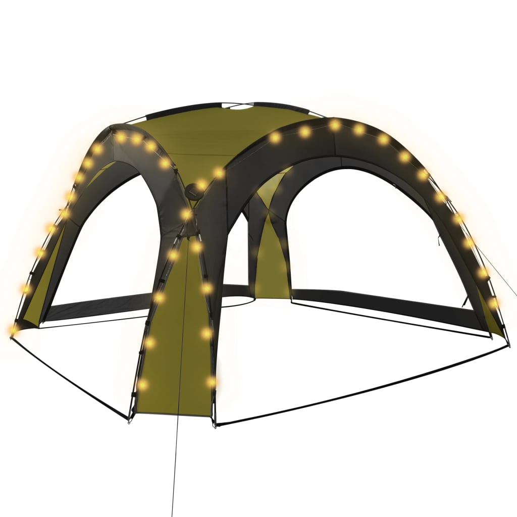 Party stan s LED světly 4 boční stěny 3,6 x 3,6 x 2,3 m zelený