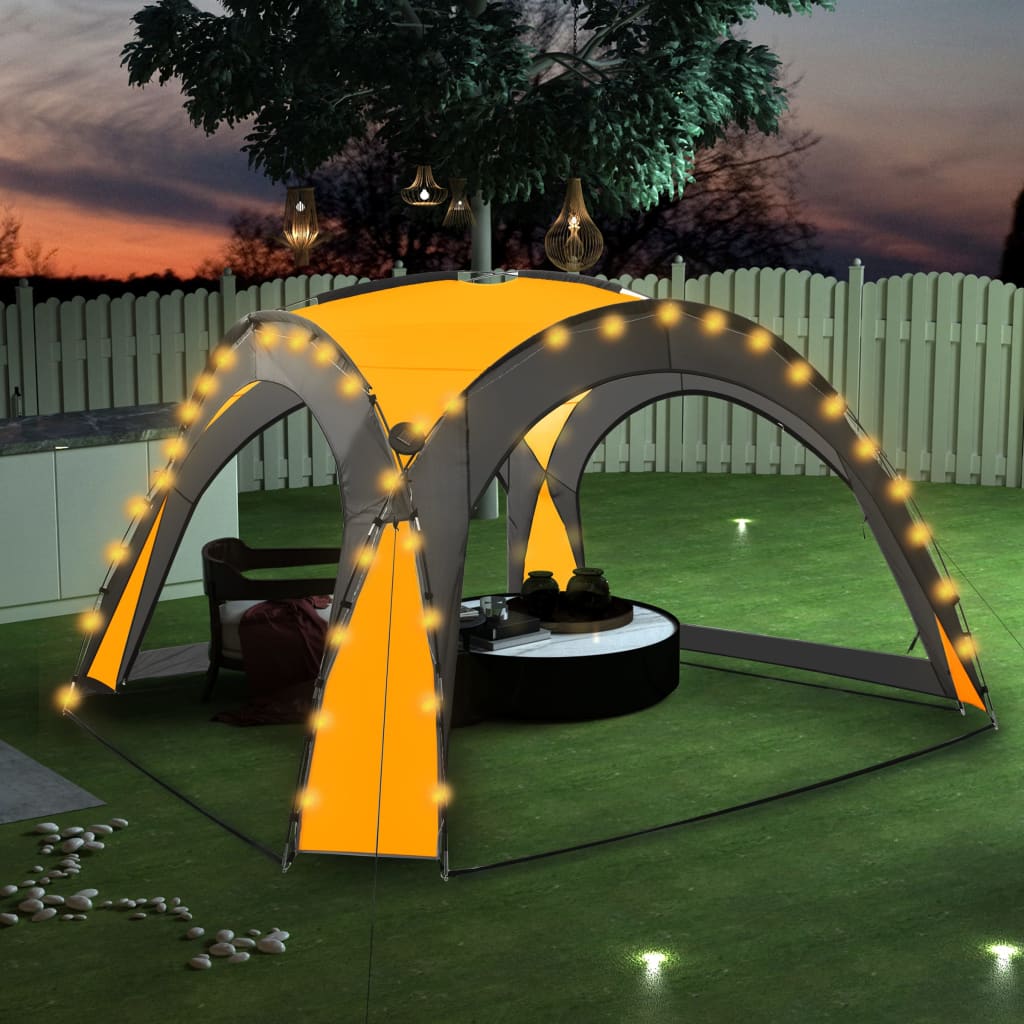 Party stan s LED světly 4 boční stěny 3,6 x 3,6 x 2,3 m žlutý