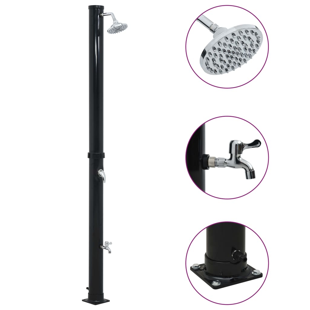 Solární sprcha černá 220 cm 20 l