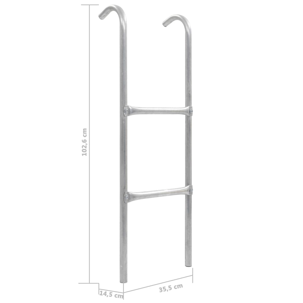 2stupínkový žebřík k trampolíně ocel stříbrný 102,6 cm