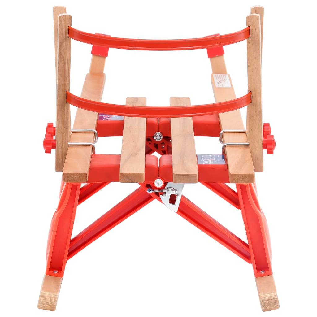 Skládací sněžné sáně s opěradlem 119 cm dřevěné