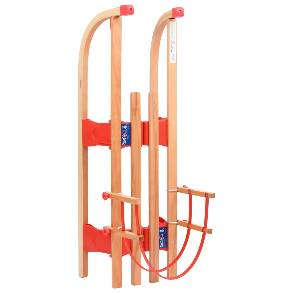 Skládací sněžné sáně s opěradlem 119 cm dřevěné