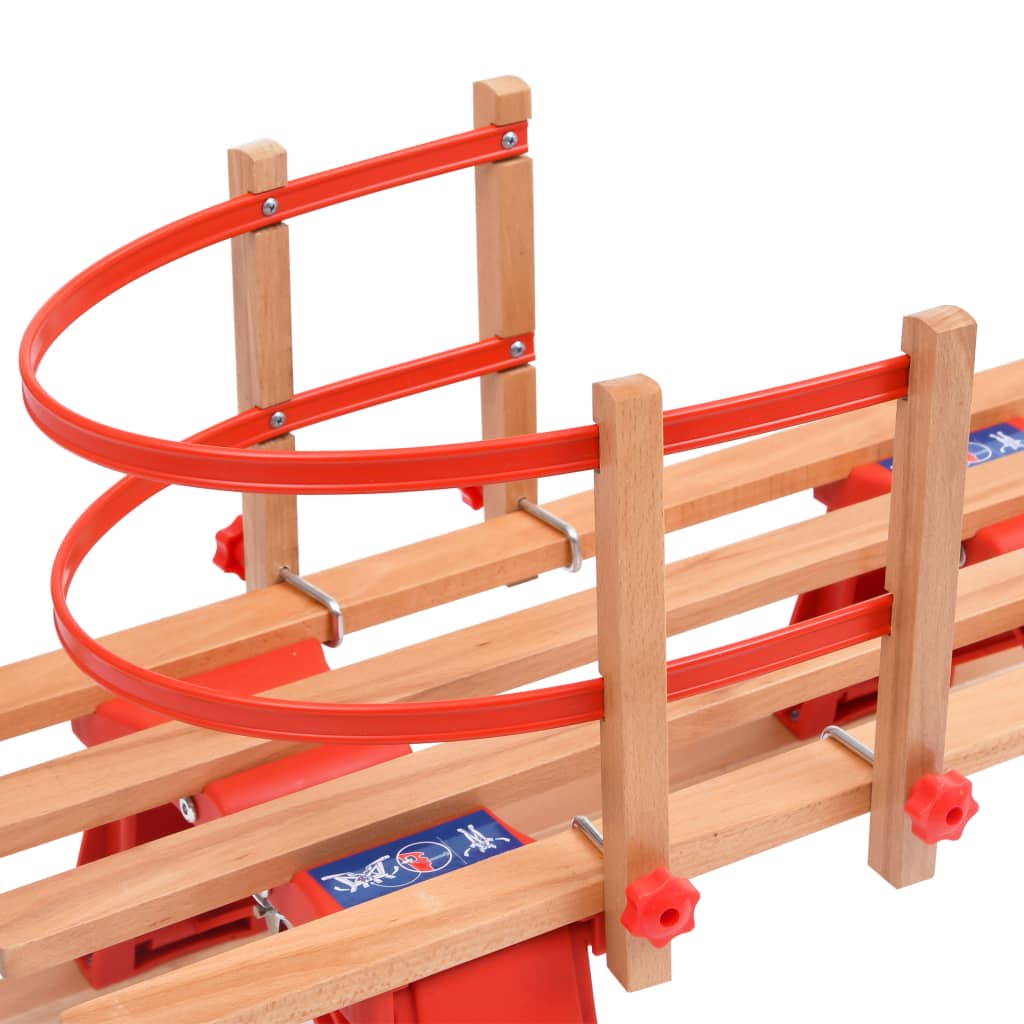 Skládací sněžné sáně s opěradlem 119 cm dřevěné