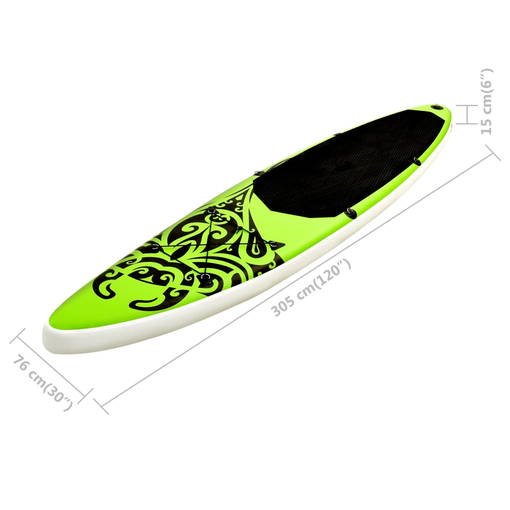 Nafukovací SUP paddleboard 305 x 76 x 15 cm zelený