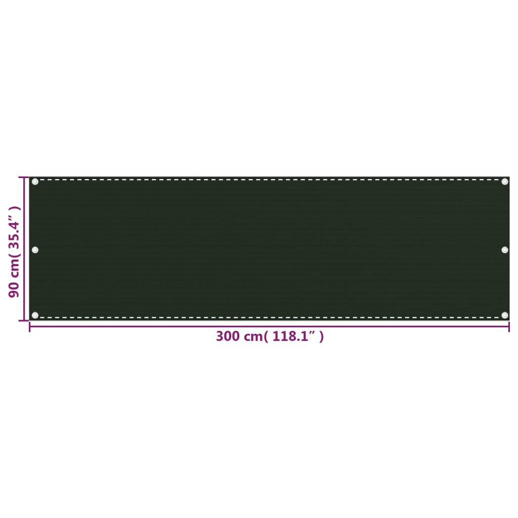 Balkonová zástěna tmavě zelená 90 x 300 cm HDPE