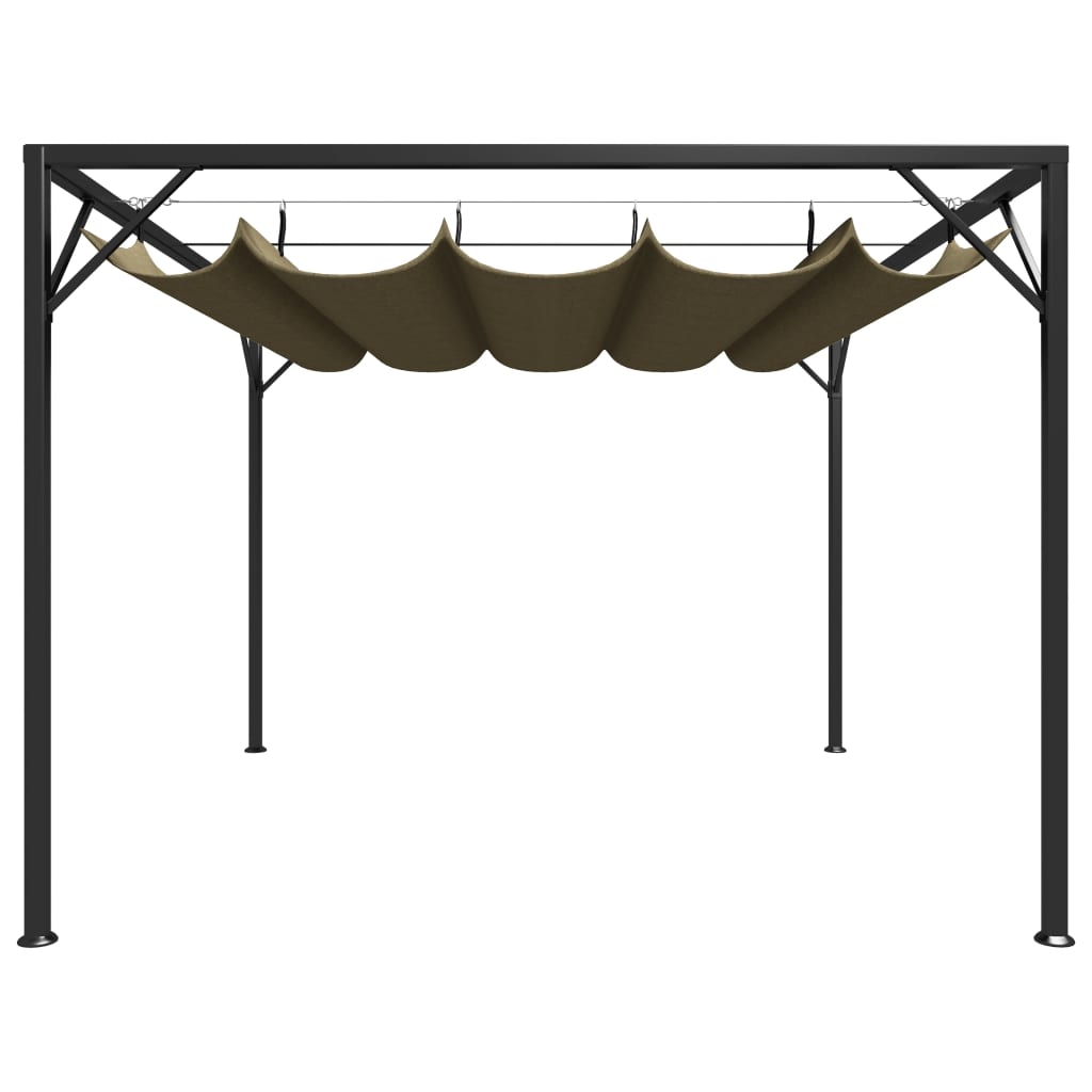 Zahradní altán se zatahovací střechou 3 x 3 m taupe 180 g/m²