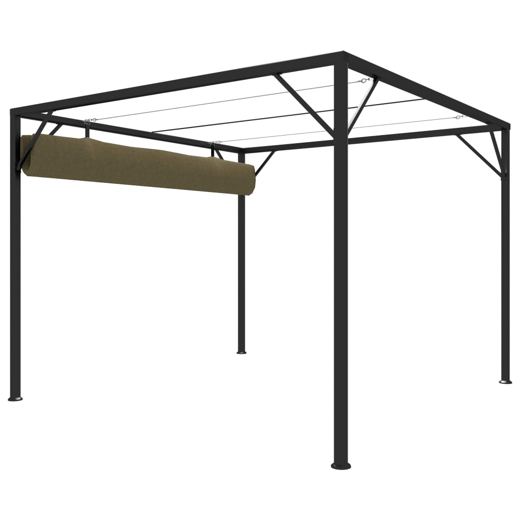 Zahradní altán se zatahovací střechou 3 x 3 m taupe 180 g/m²