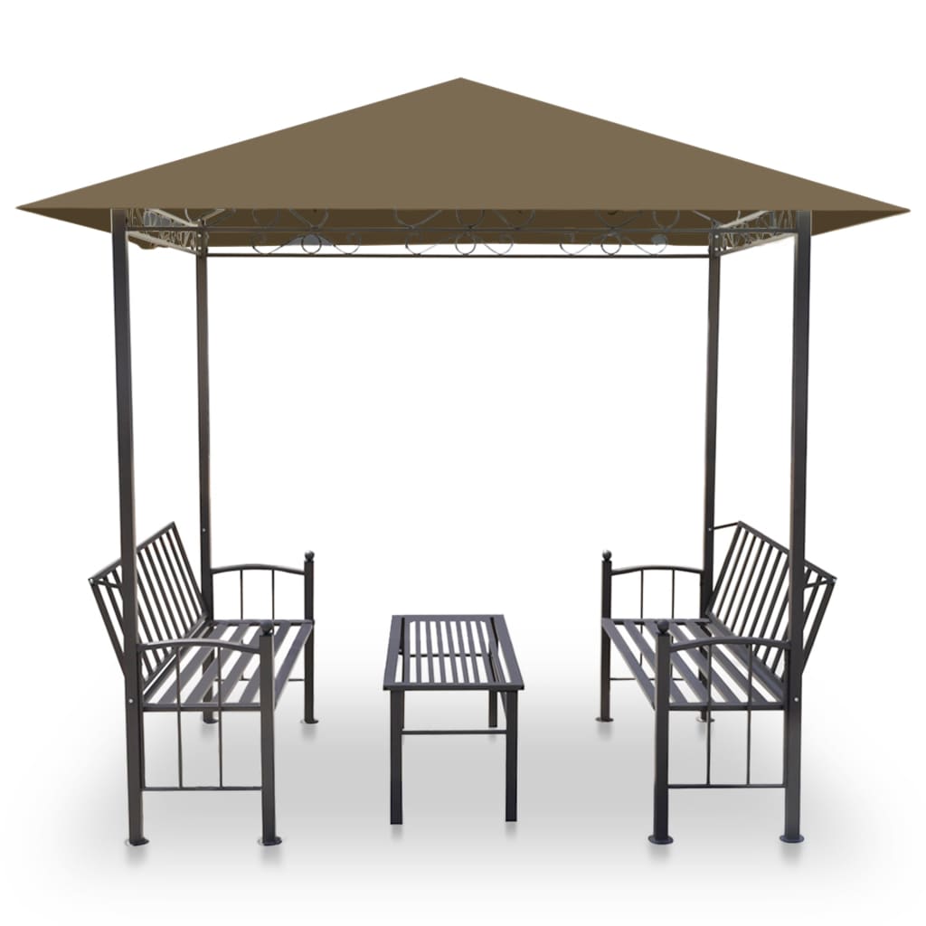 Zahradní altán + stůl a lavice 2,5x1,5x2,4 m taupe 180 g/m²