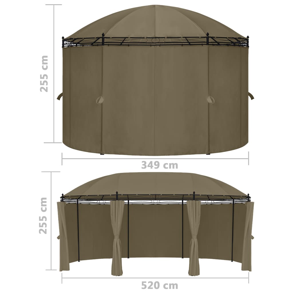 Altán se závěsy 520 x 349 x 255 m taupe 180 g/m²