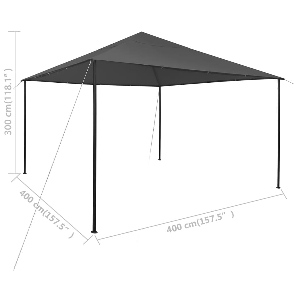 Altán 4 x 4 x 3 m antracitový 180 g/m²