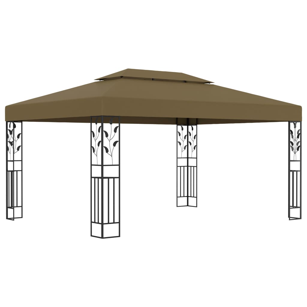 Altán s dvojitou střechou 3 x 4 m taupe 180 g/m²