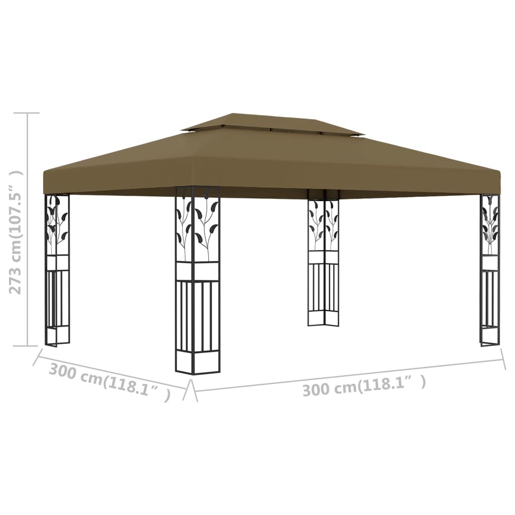 Altán s dvojitou střechou 3 x 4 m taupe 180 g/m²