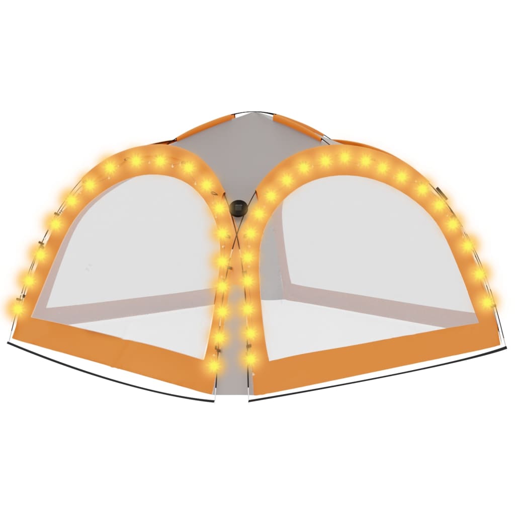 Party stan s LED 4 boční stěny 3,6x3,6x2,3 m šedý a oranžový