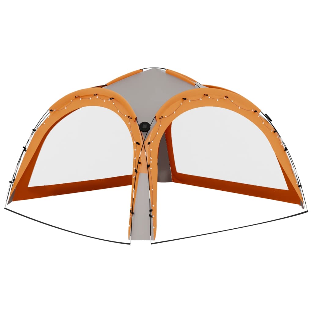 Party stan s LED 4 boční stěny 3,6x3,6x2,3 m šedý a oranžový