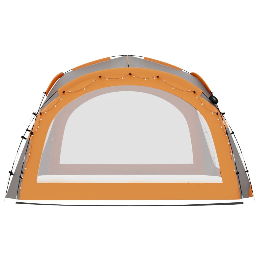 Party stan s LED 4 boční stěny 3,6x3,6x2,3 m šedý a oranžový