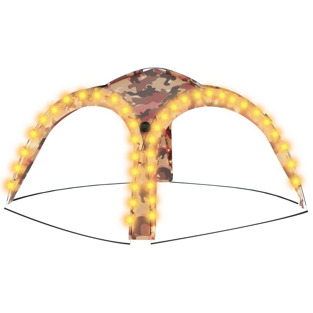 Party stan s LED světly 4 boční stěny 3,6x3,6x2,3 m maskáčový