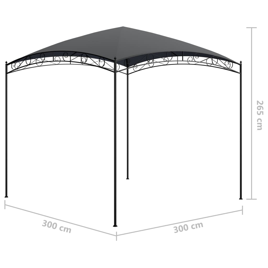 Altán 3 x 3 x 2,65 m antracitový 180 g/m²