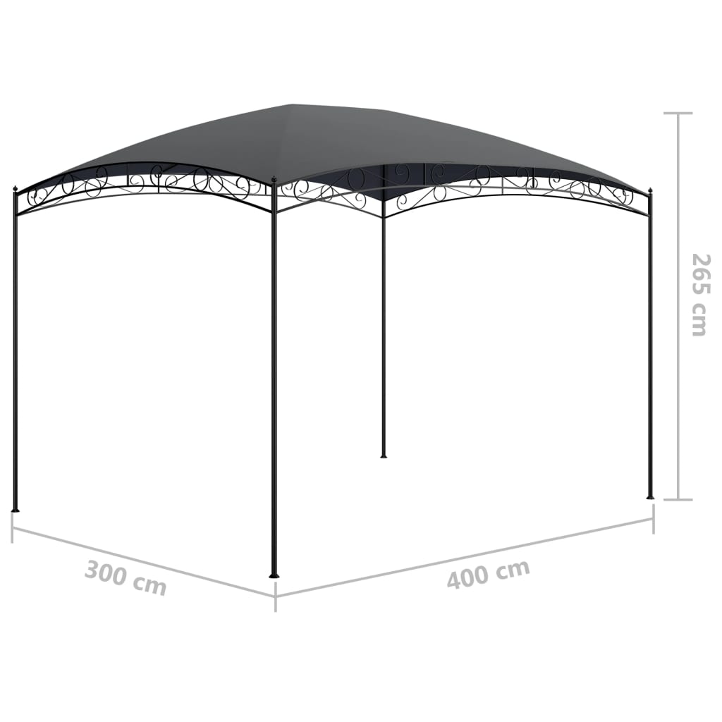 Altán 3 x 4 x 2,65 m antracitový 180 g/m²