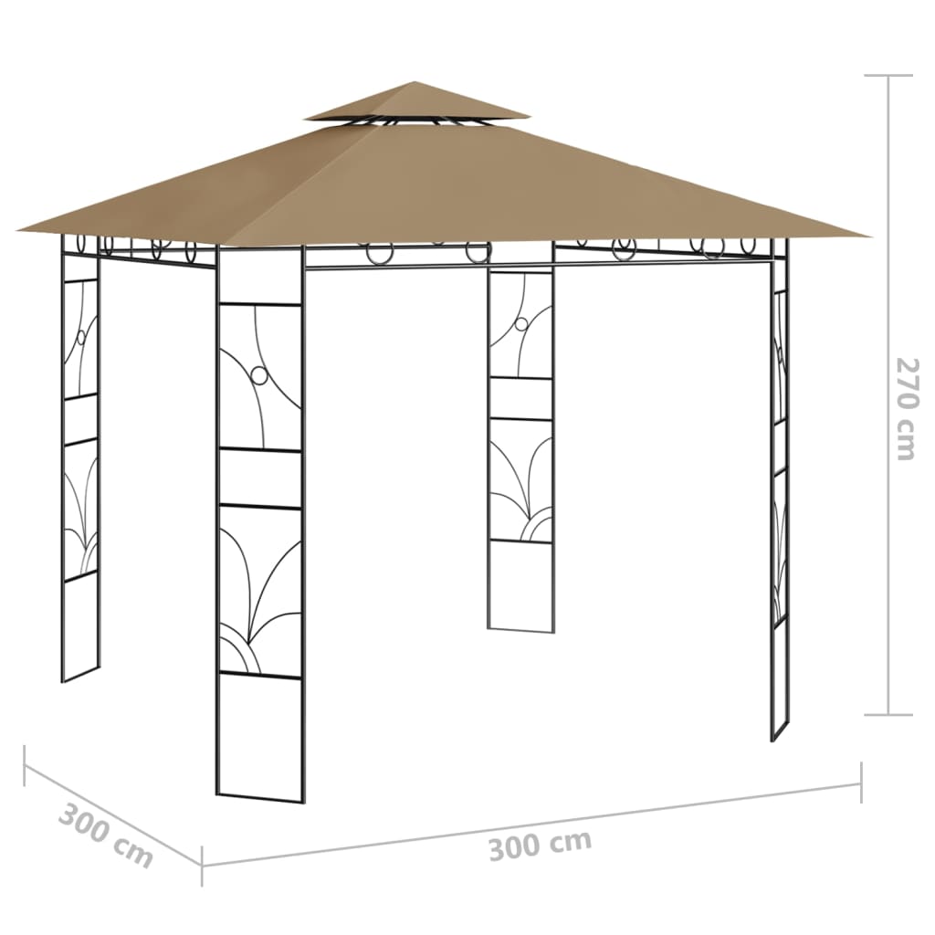 Altán 3 x 3 x 2,7 m taupe 160 g/m²