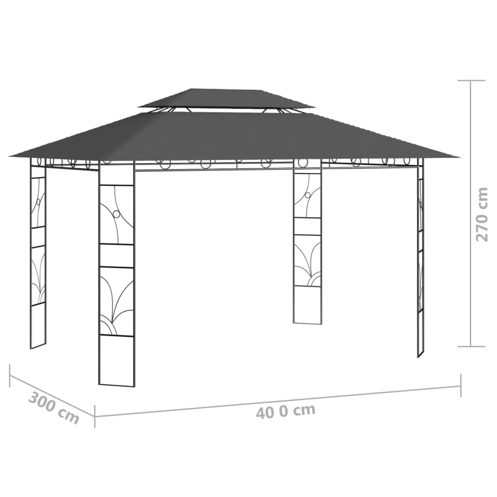Altán 4 x 3 x 2,7 m antracitový 160 g/m²