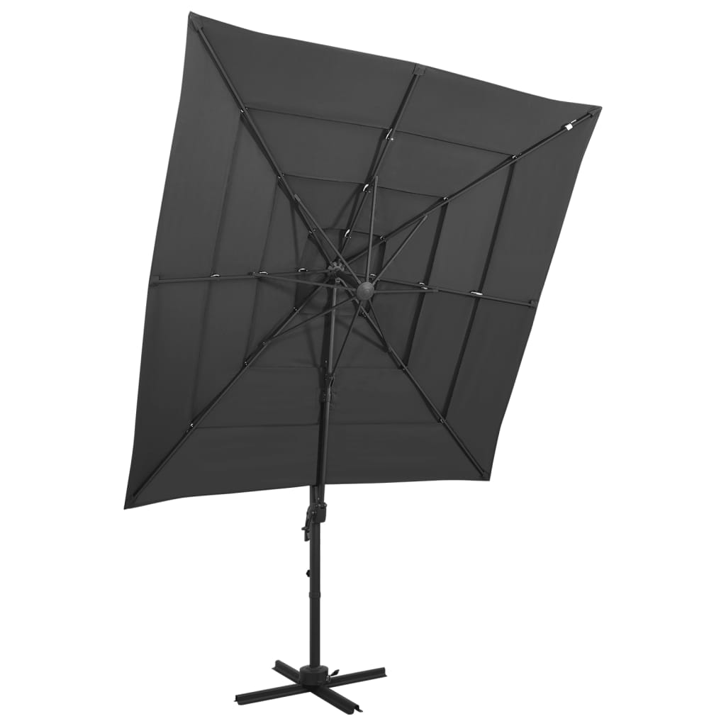 4stupňový slunečník s hliníkovou tyčí antracit 250 x 250 cm