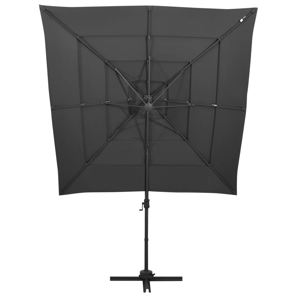 4stupňový slunečník s hliníkovou tyčí antracit 250 x 250 cm