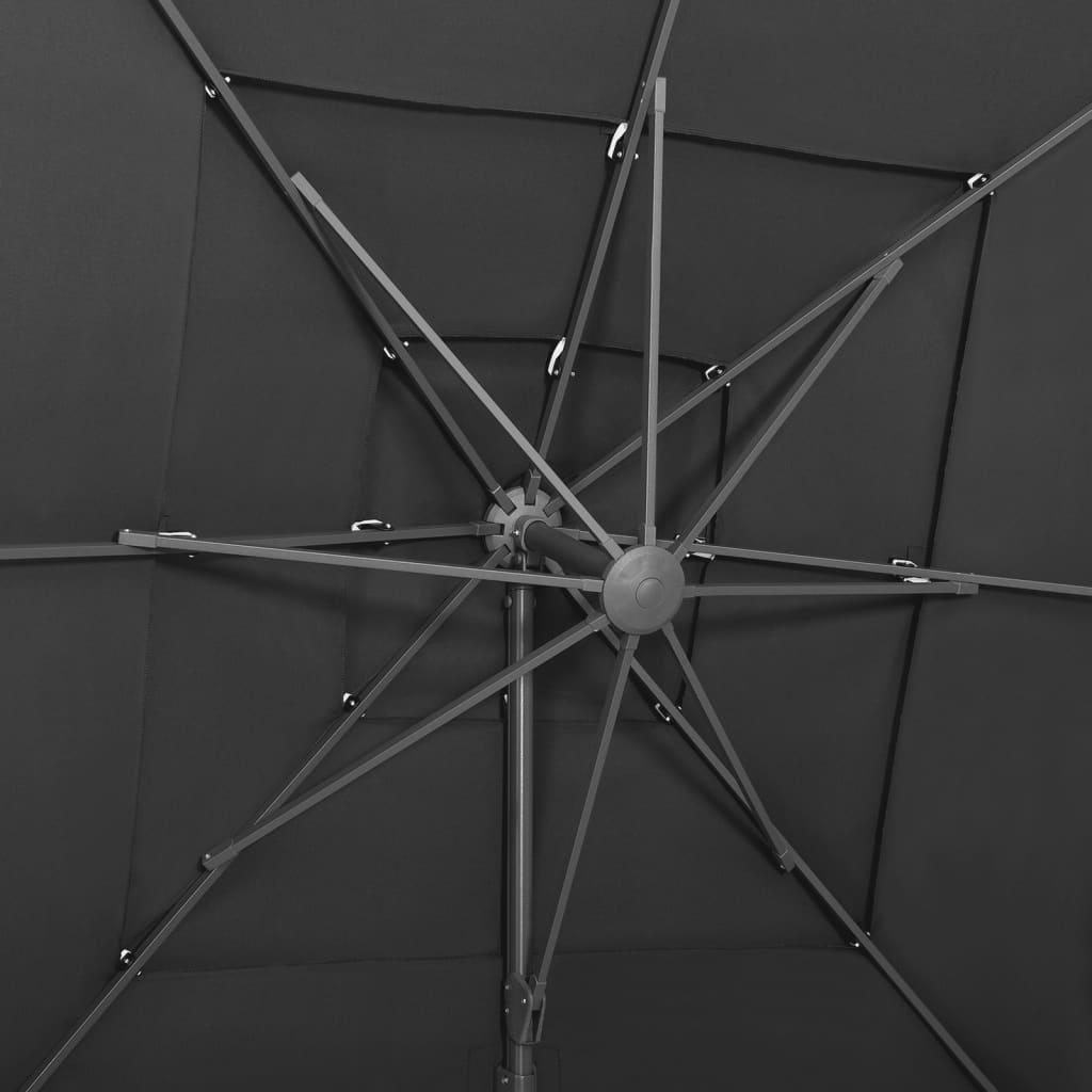 4stupňový slunečník s hliníkovou tyčí antracit 250 x 250 cm