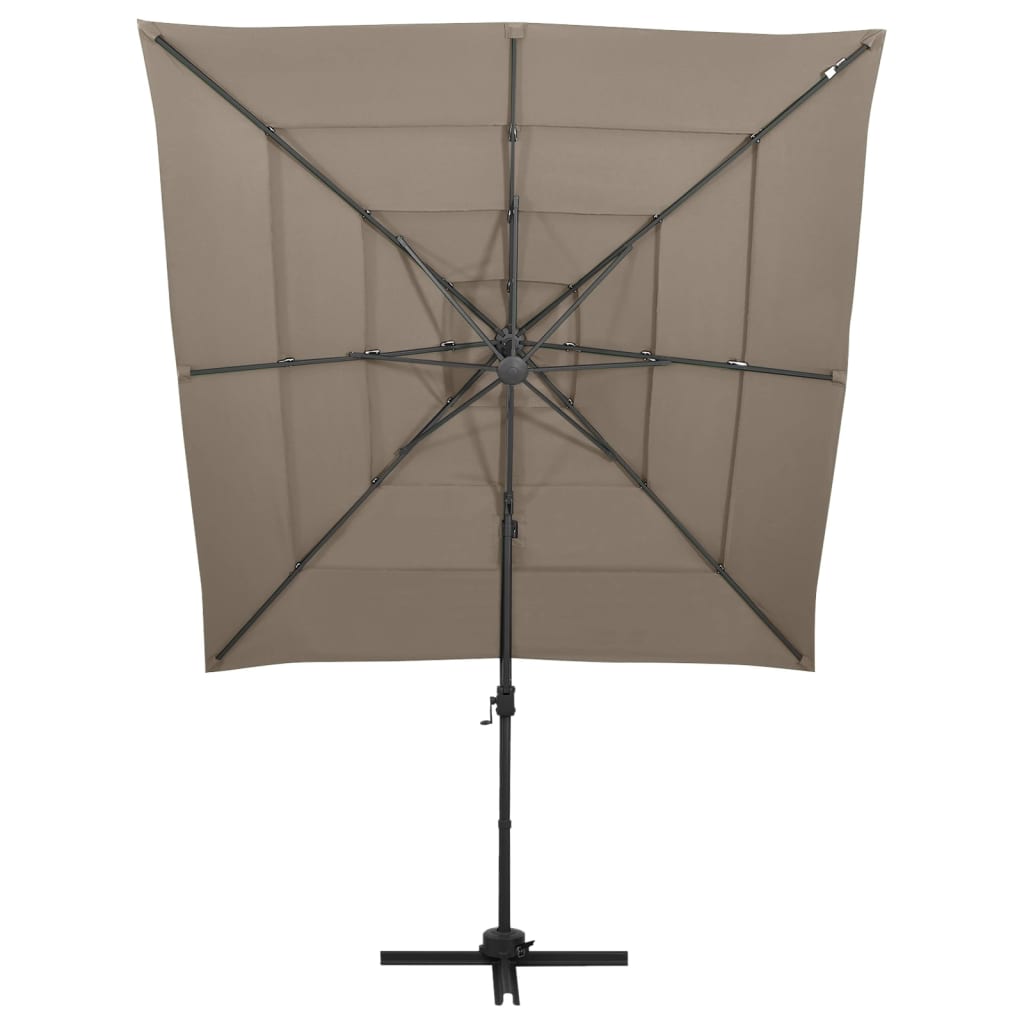 4stupňový slunečník s hliníkovou tyčí taupe 250 x 250 cm
