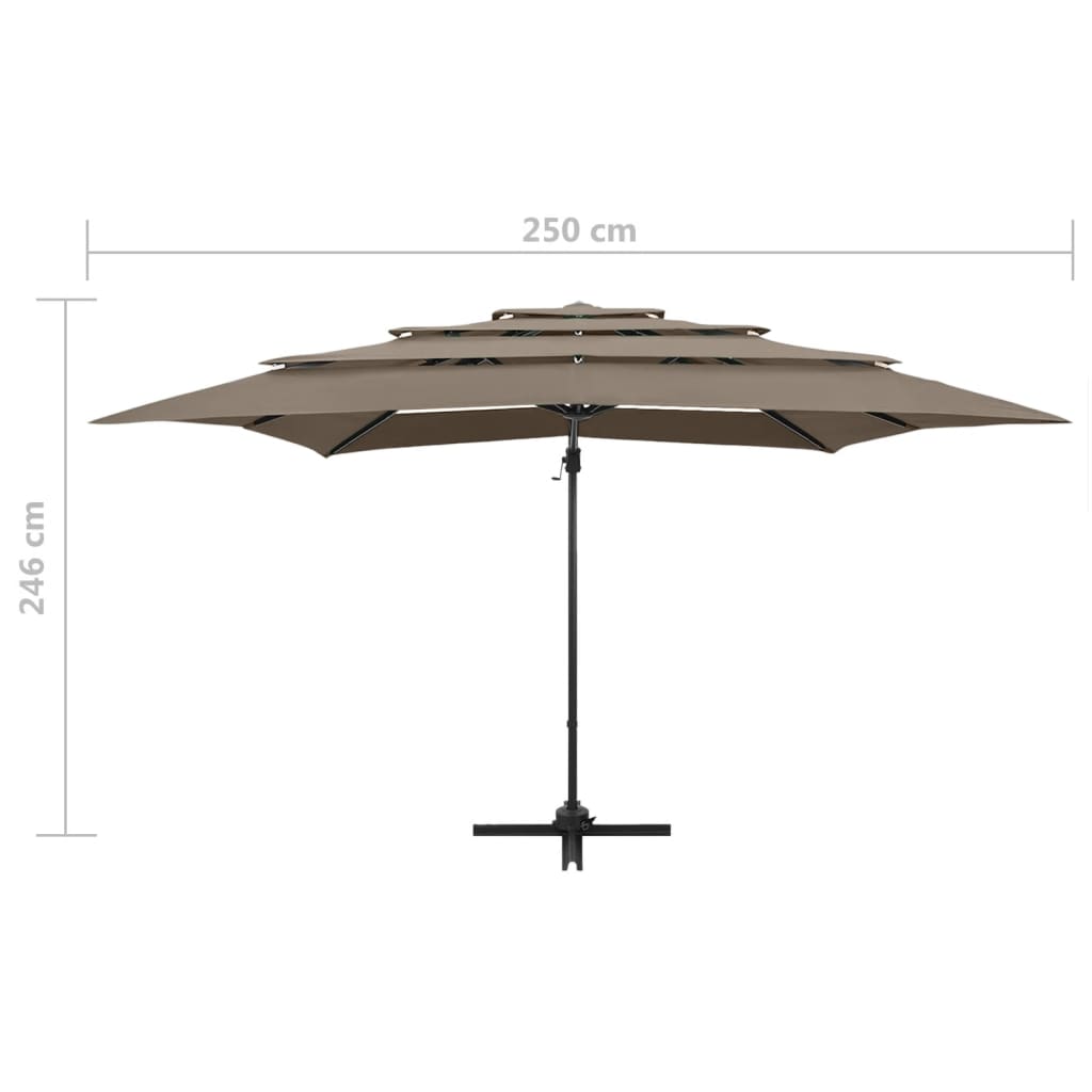4stupňový slunečník s hliníkovou tyčí taupe 250 x 250 cm