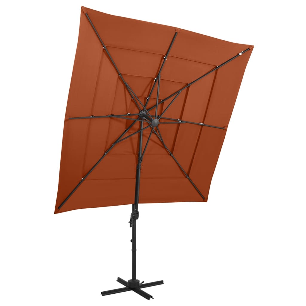4stupňový slunečník s hliníkovou tyčí terakotový 250 x 250 cm