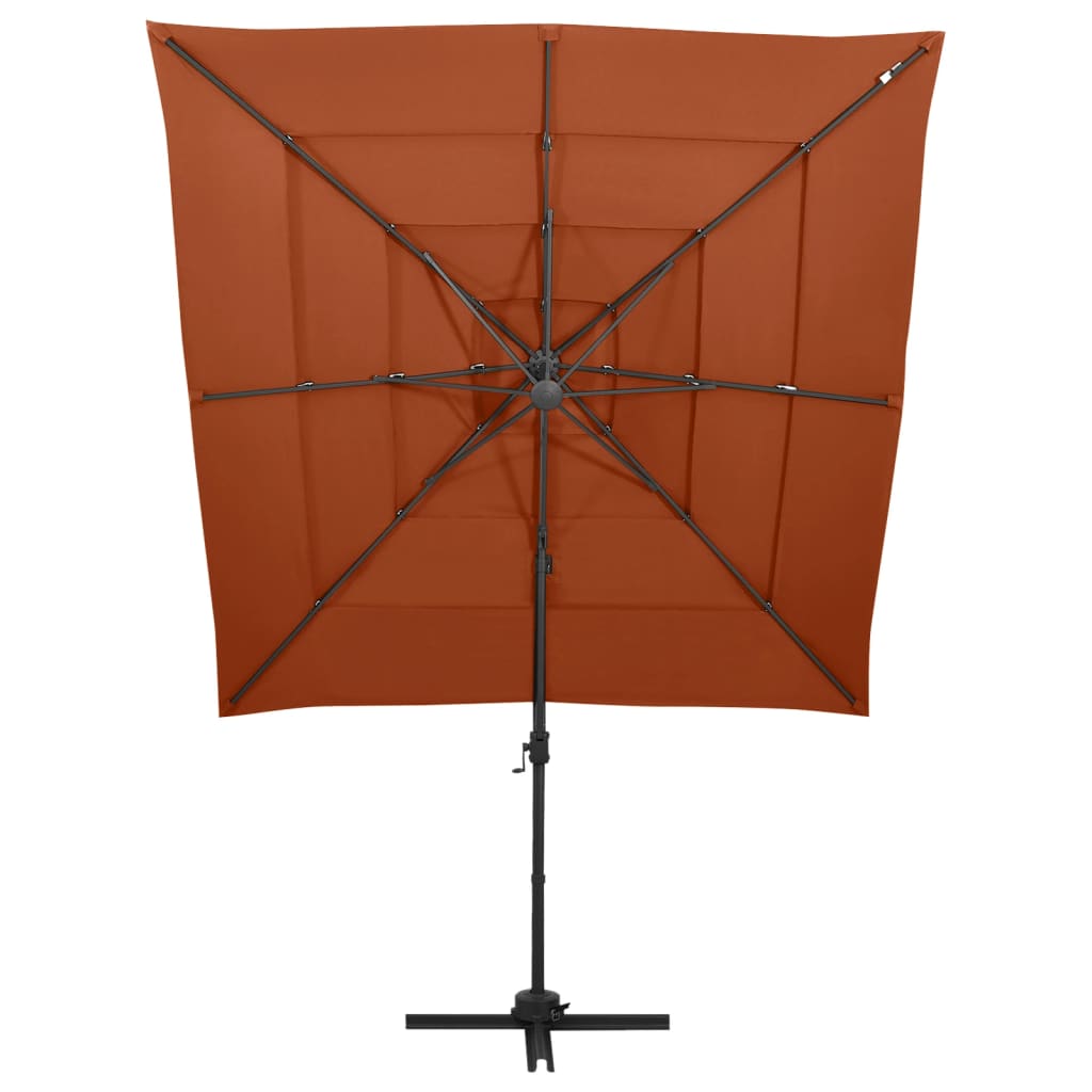 4stupňový slunečník s hliníkovou tyčí terakotový 250 x 250 cm