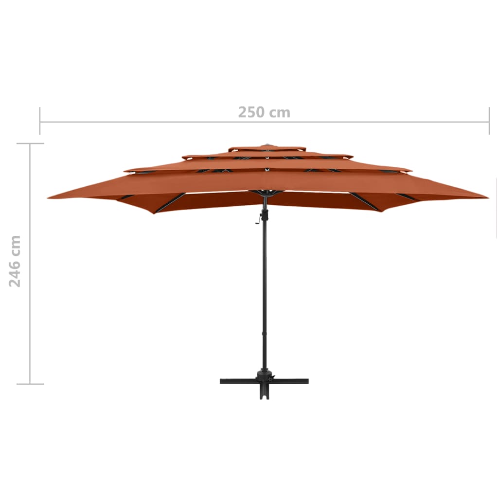 4stupňový slunečník s hliníkovou tyčí terakotový 250 x 250 cm
