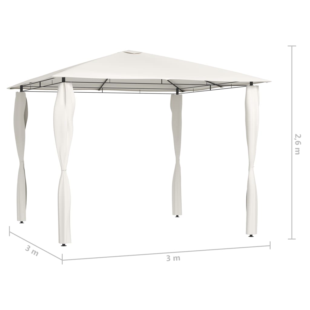 Altán s krytými sloupky 3 x 3 x 2,6 m krémový 160 g/m²
