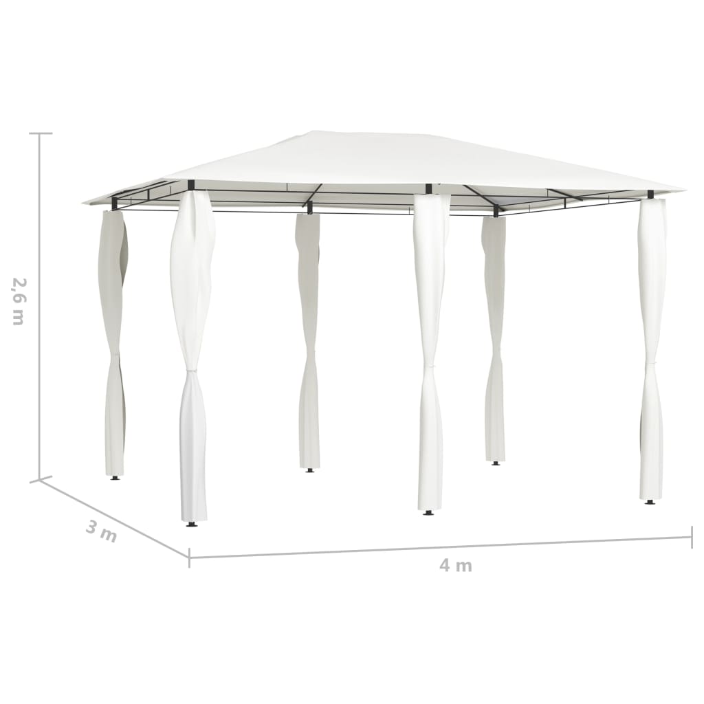 Altán s krytými sloupky 3 x 4 x 2,6 m krémový 160 g/m²