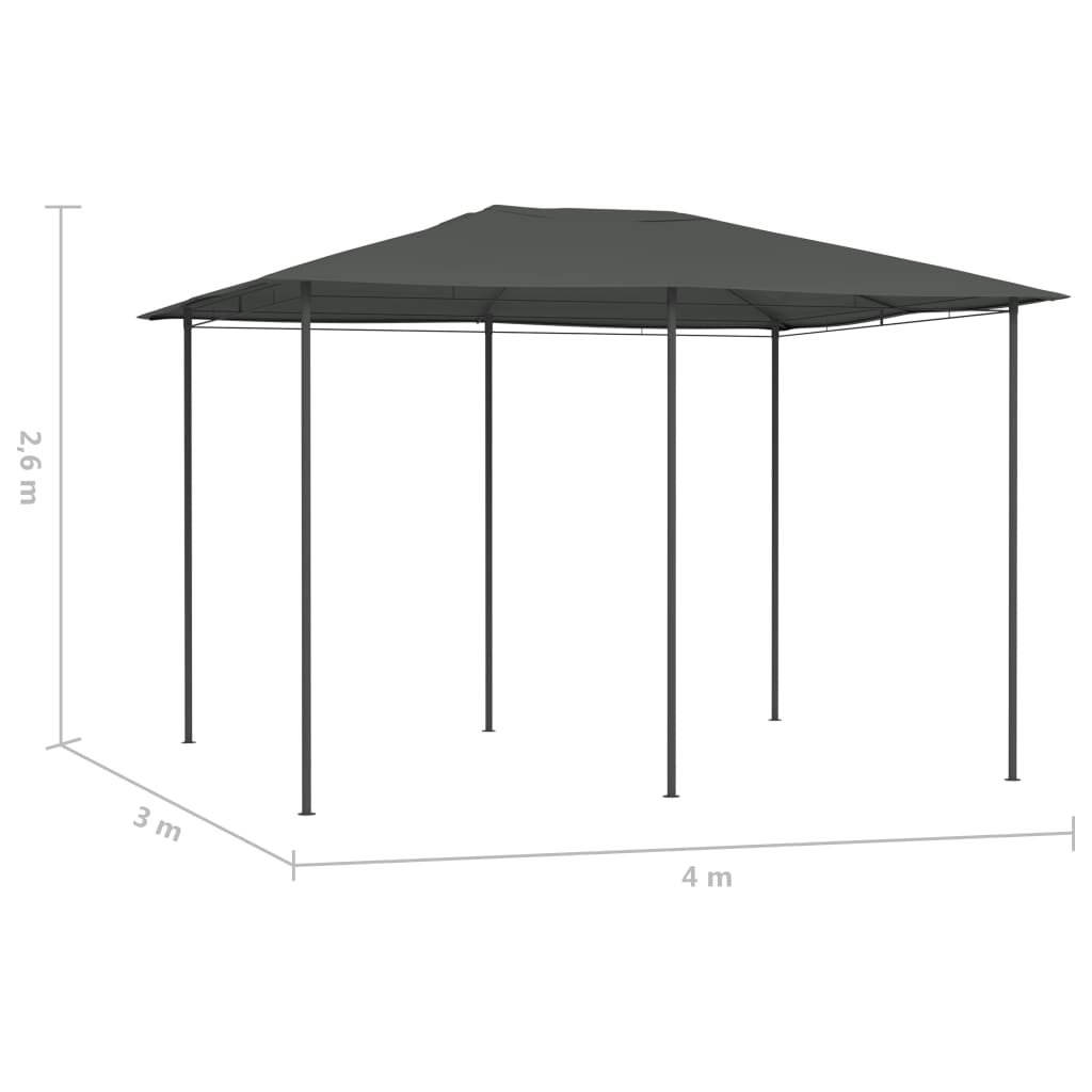 Altán 3 x 4 x 2,6 m antracitový 160 g/m²