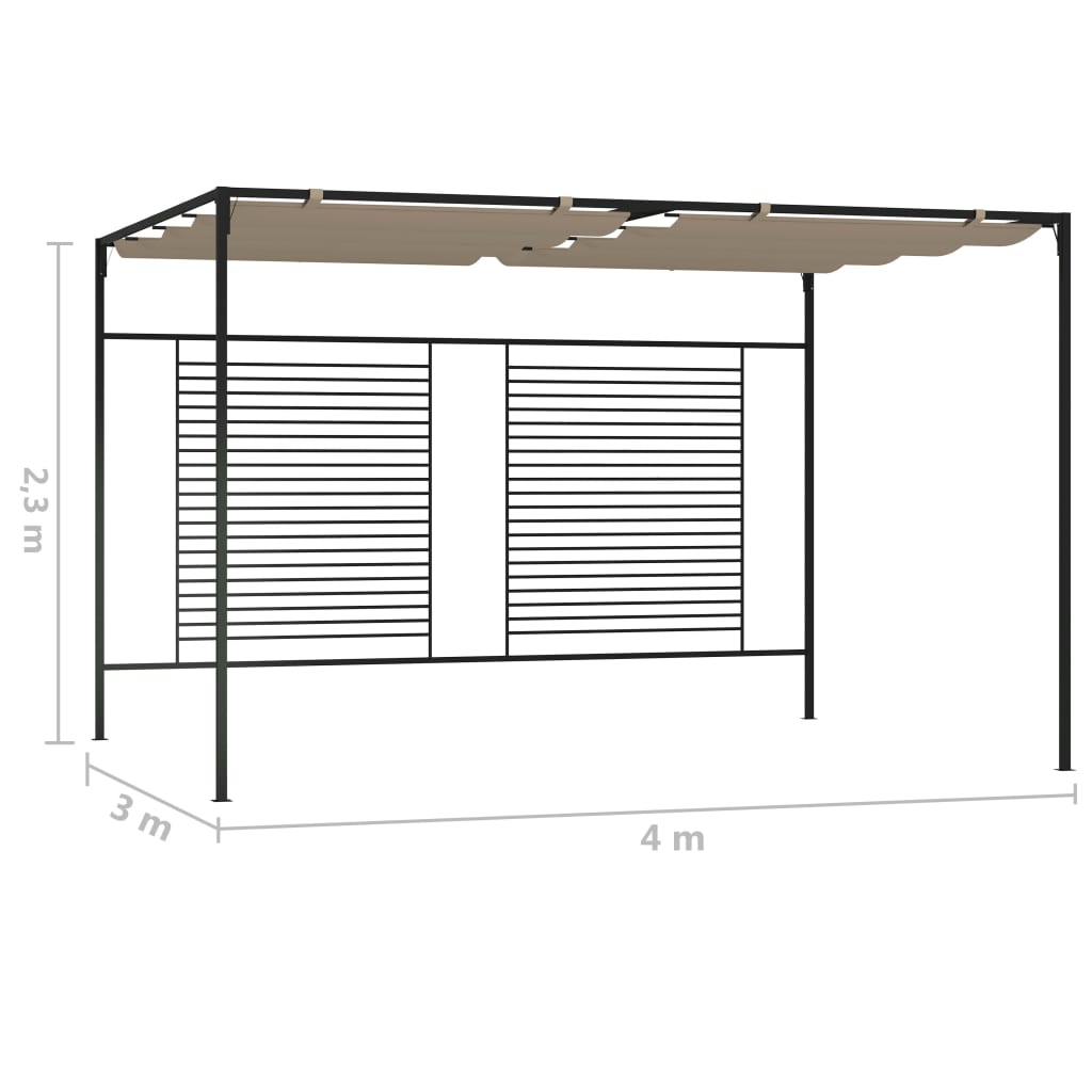 Altán se zatahovací střechou 3 x 4 x 2,3 m taupe 180 g/m²