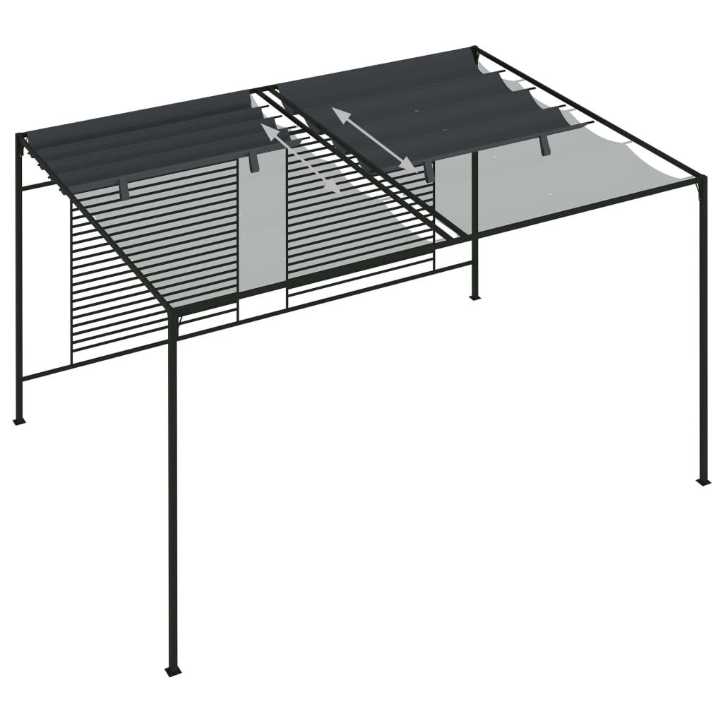 Altán se zatahovací střechou 4x3x2,3 m antracitový 180 g/m²