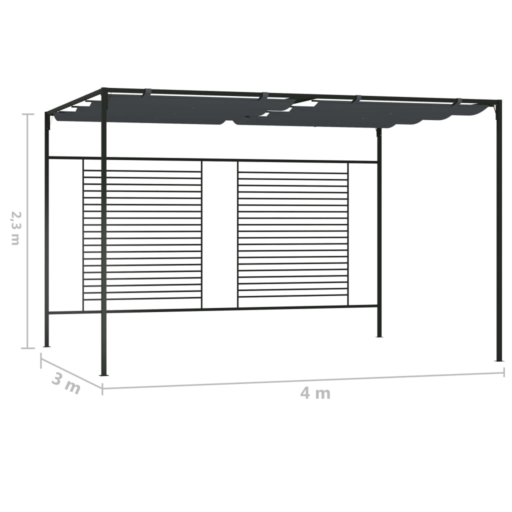Altán se zatahovací střechou 4x3x2,3 m antracitový 180 g/m²