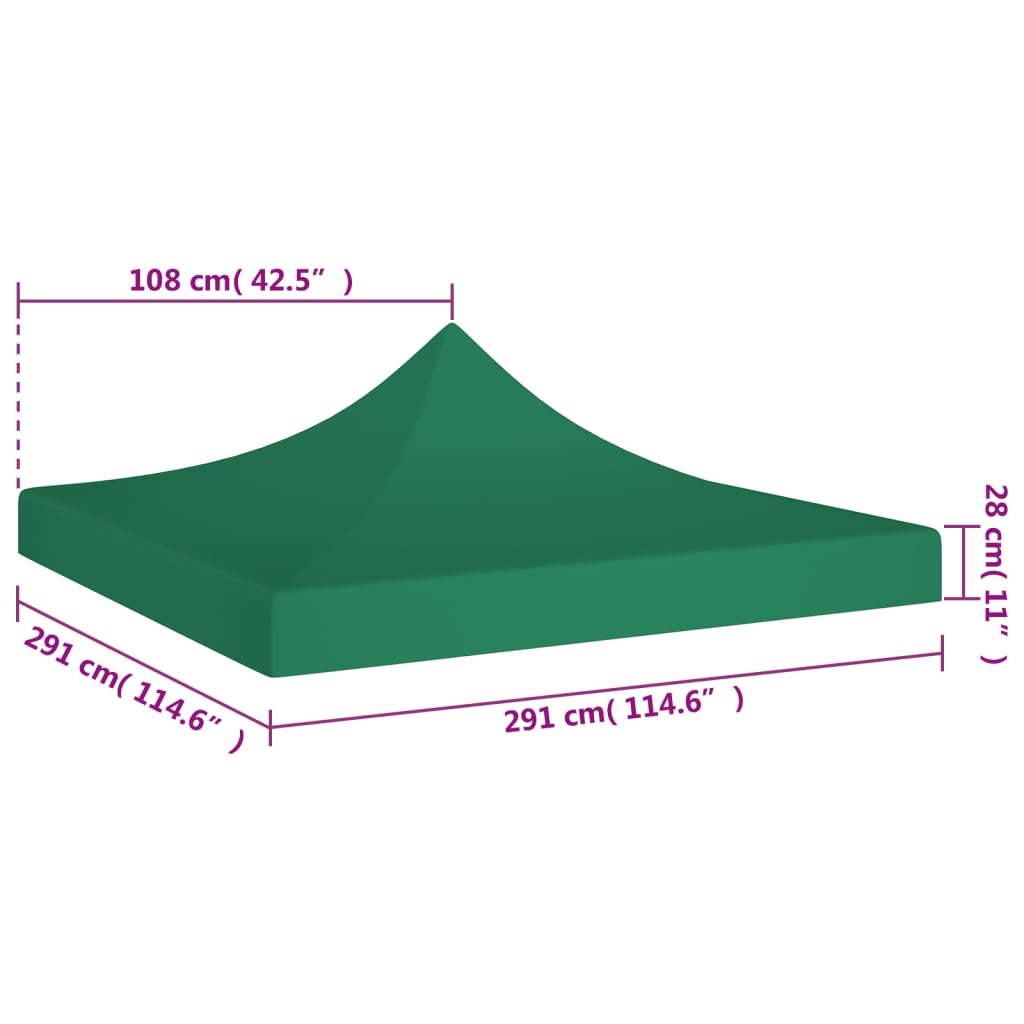Střecha k party stanu 3 x 3 m zelená 270 g/m²