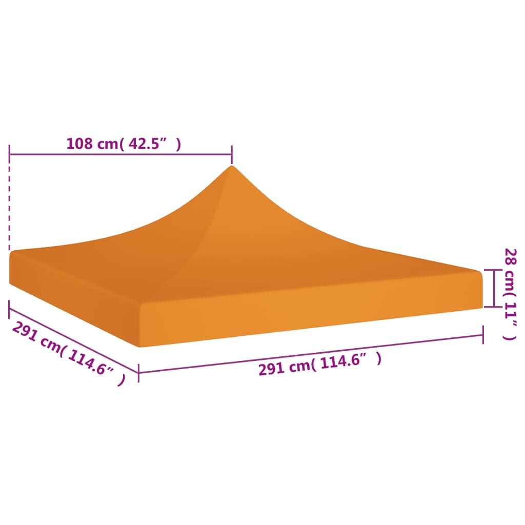 Střecha k party stanu 3 x 3 m oranžová 270 g/m²