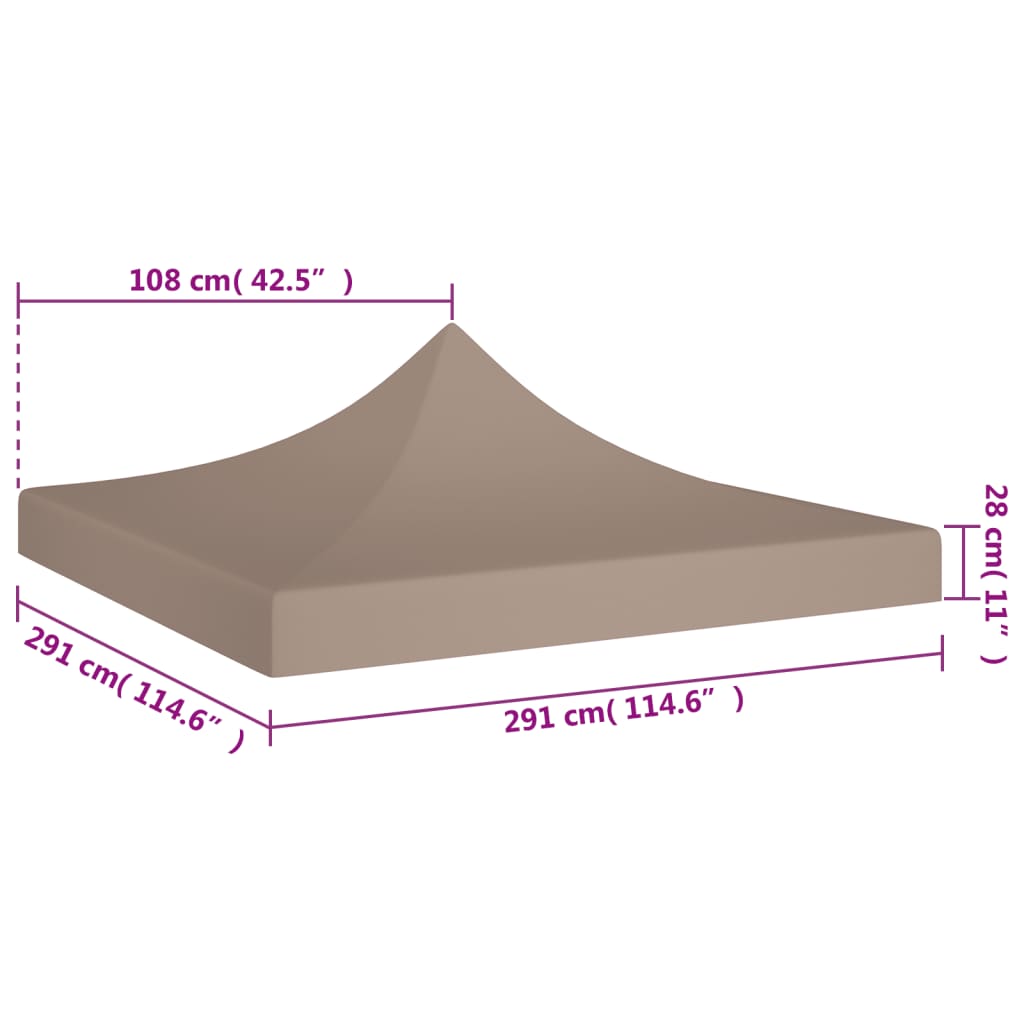Střecha k party stanu 3 x 3 m taupe 270 g/m²