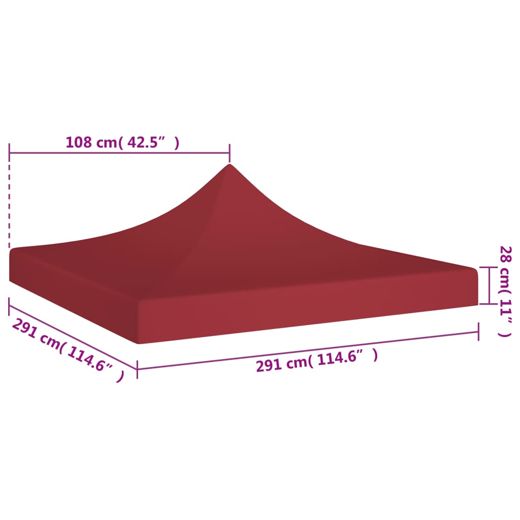 Střecha k party stanu 3 x 3 m vínová 270 g/m²