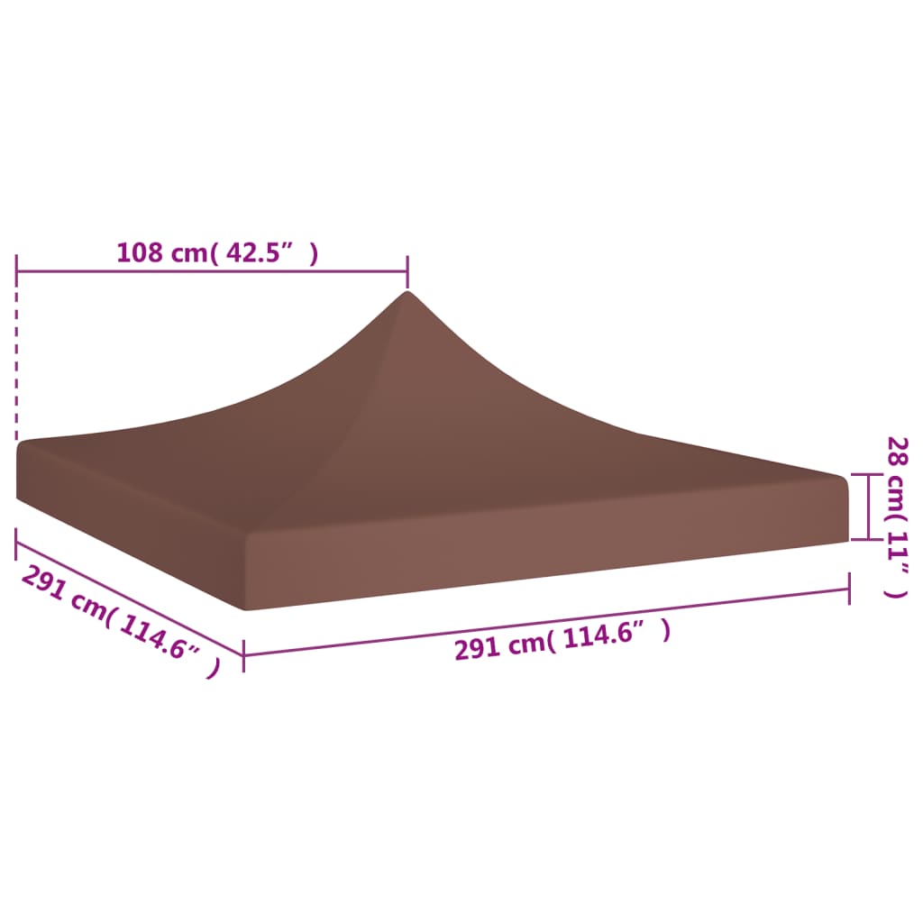 Střecha k party stanu 3 x 3 m hnědá 270 g/m²